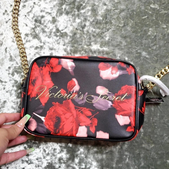 Victoria's Secret Floral Gold Chain Crossbody Bag - Picture 2 of 3